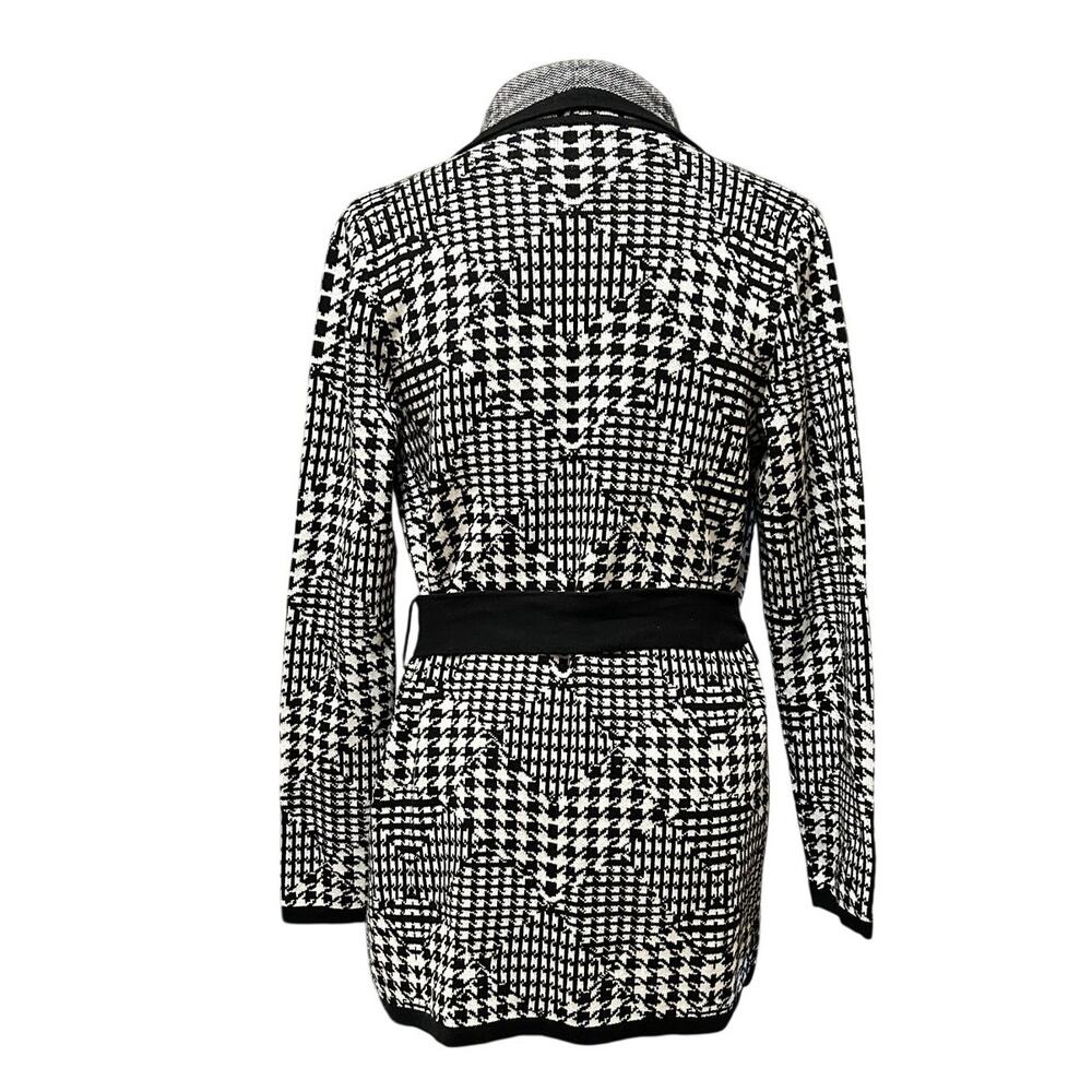 Anne Klein Houndstooth Belted Cardigan Sweater Women's Jacket Size Small NWT - Picture 4 of 13